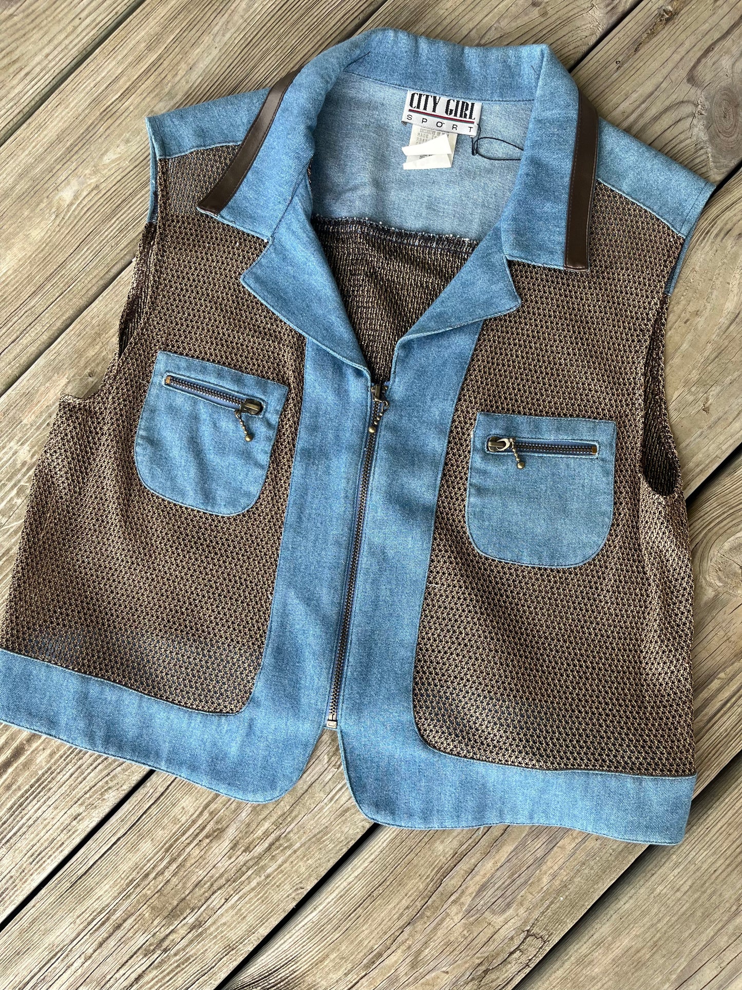 Vintage Denim and Mesh Vest