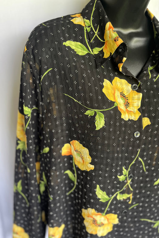 Yellow Poppy Button Up