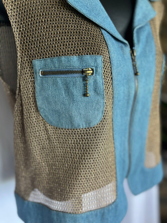 Vintage Denim and Mesh Vest
